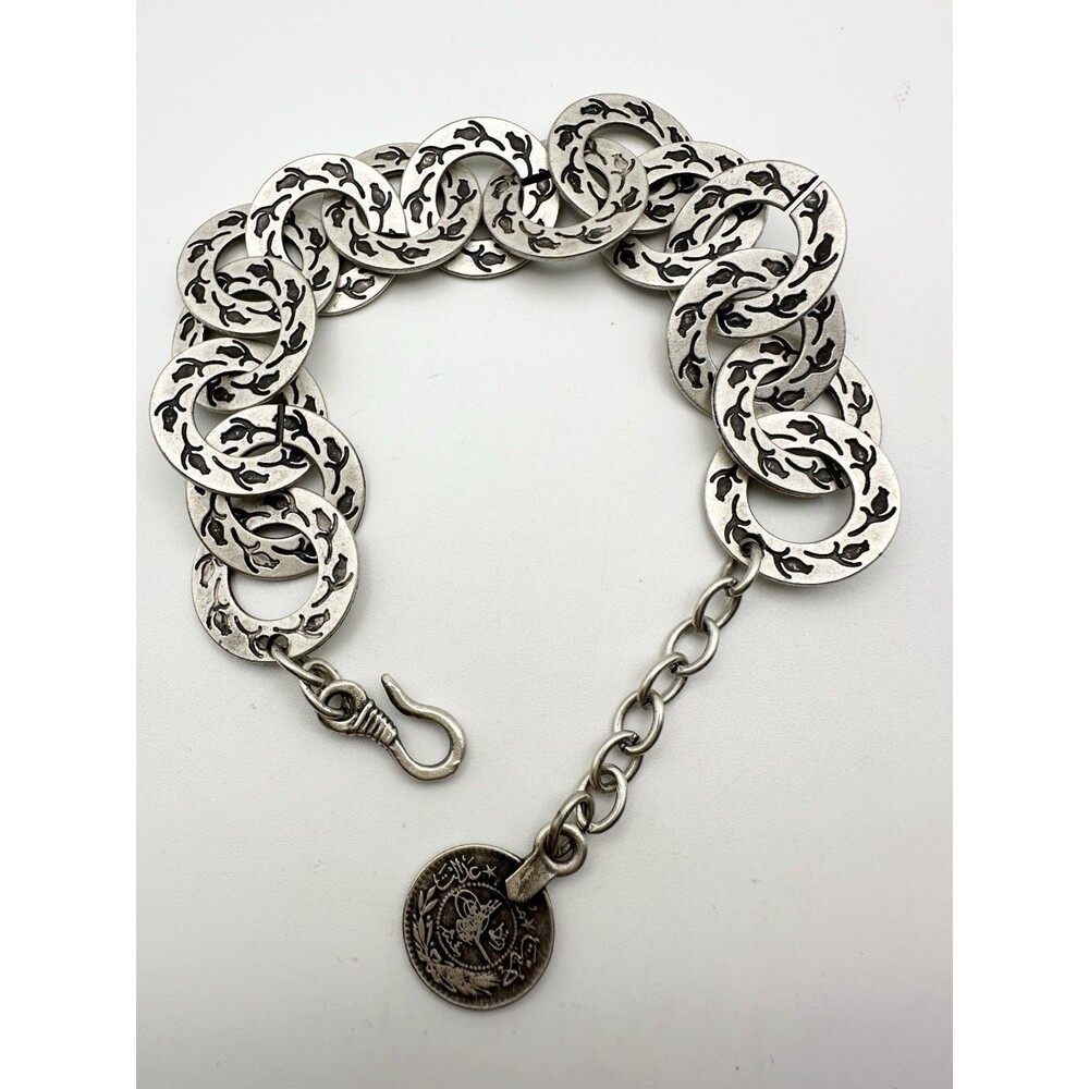 Vintage Interlocking Flower Chain Bracelet 9.5” Adjustable